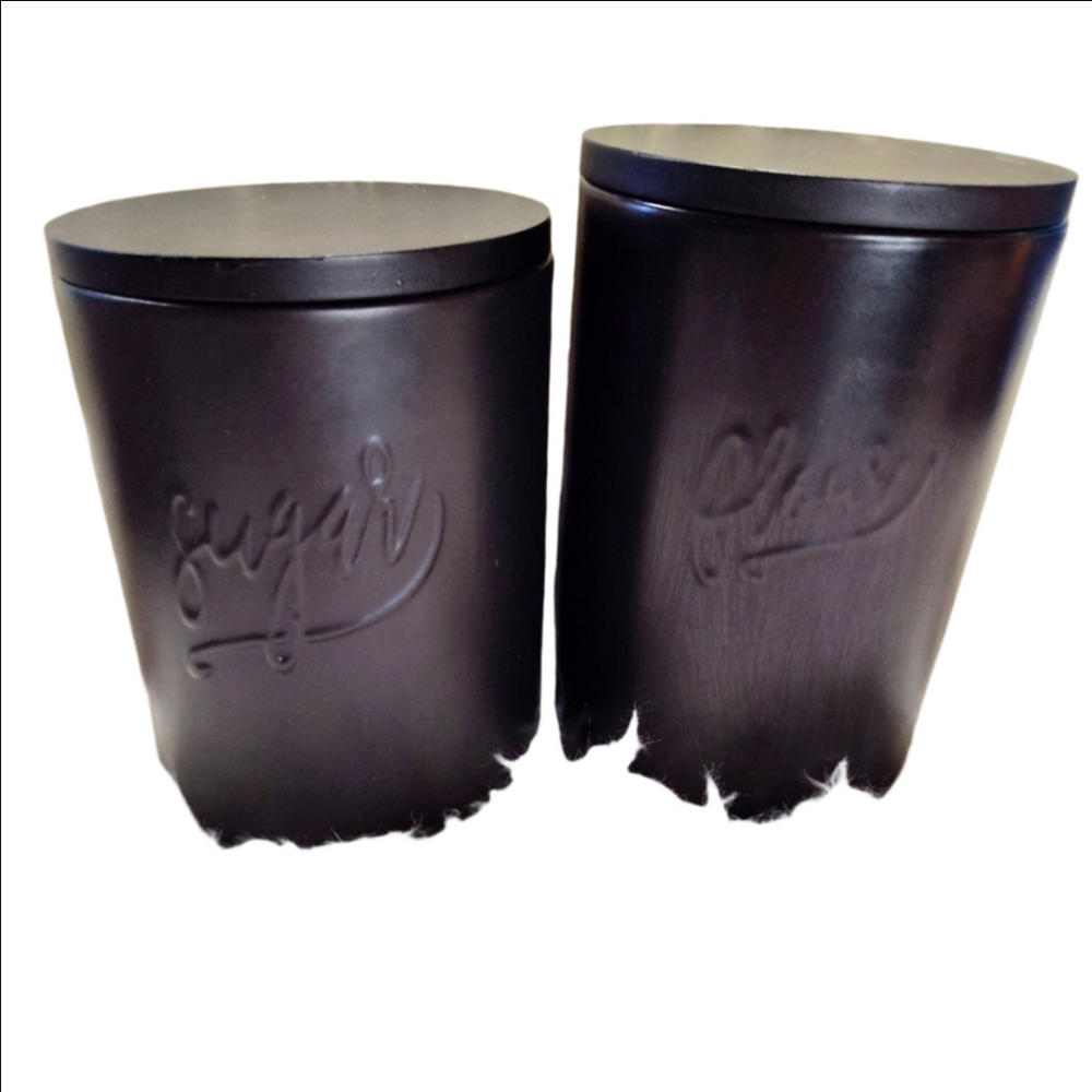 Home Decor Wayside Cabin Black Ceramic Flour Sugar Containers